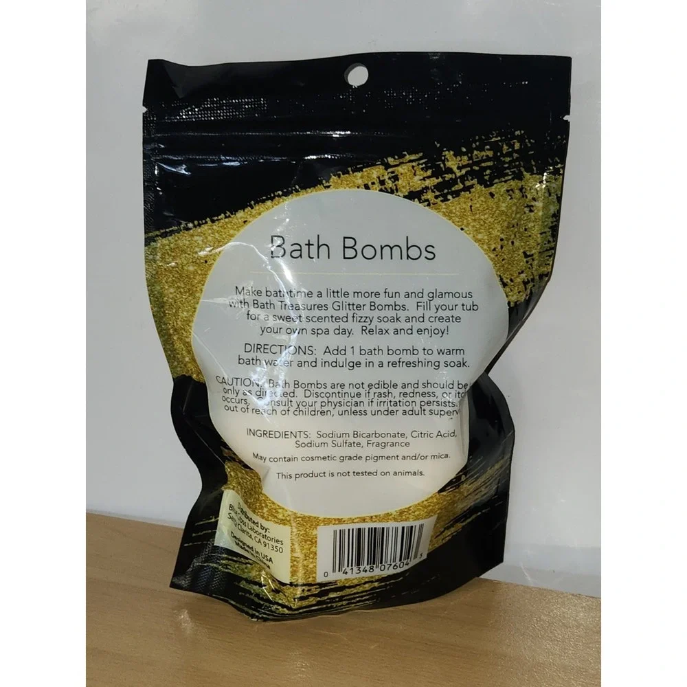 Glitter Bath Bombs~3 Pack~5.3 oz‎ (150g) Fizzy Bath Bombs~Sparkle~Bath Treasures